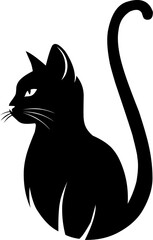Minimalist Black Cat Silhouette for Halloween Wall Art – Sleek, Stylish Animal Design for Tattoos, Stickers, Branding, and Spooky Seasonal Decor
