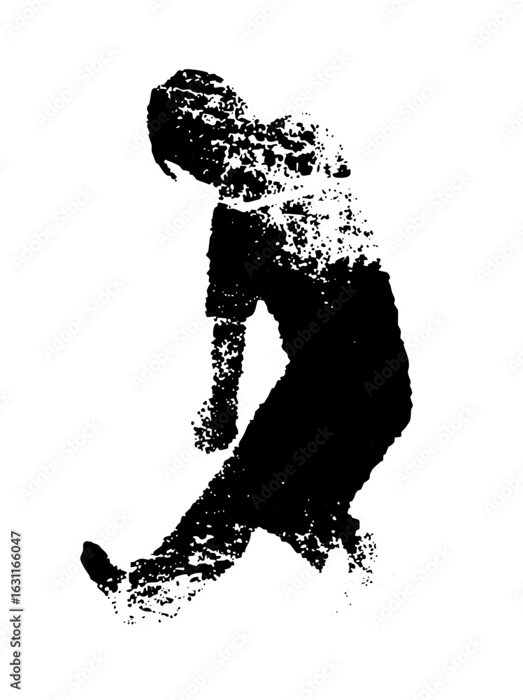 Poster vector dynamic figure of a runner dissolving into particles.