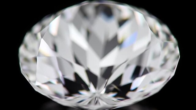Brilliant Faceted Diamond Gemstone Displaying Sharp Edges and Sparkle Against a Black Backdrop
