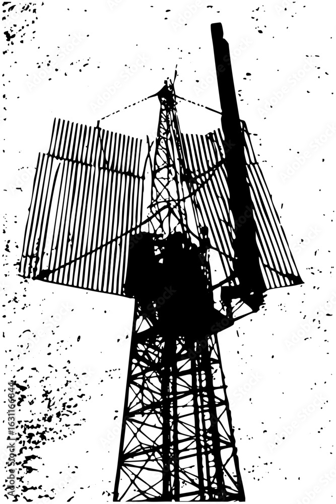 Poster vector detailed vector of a radar installation with antenna arrays.