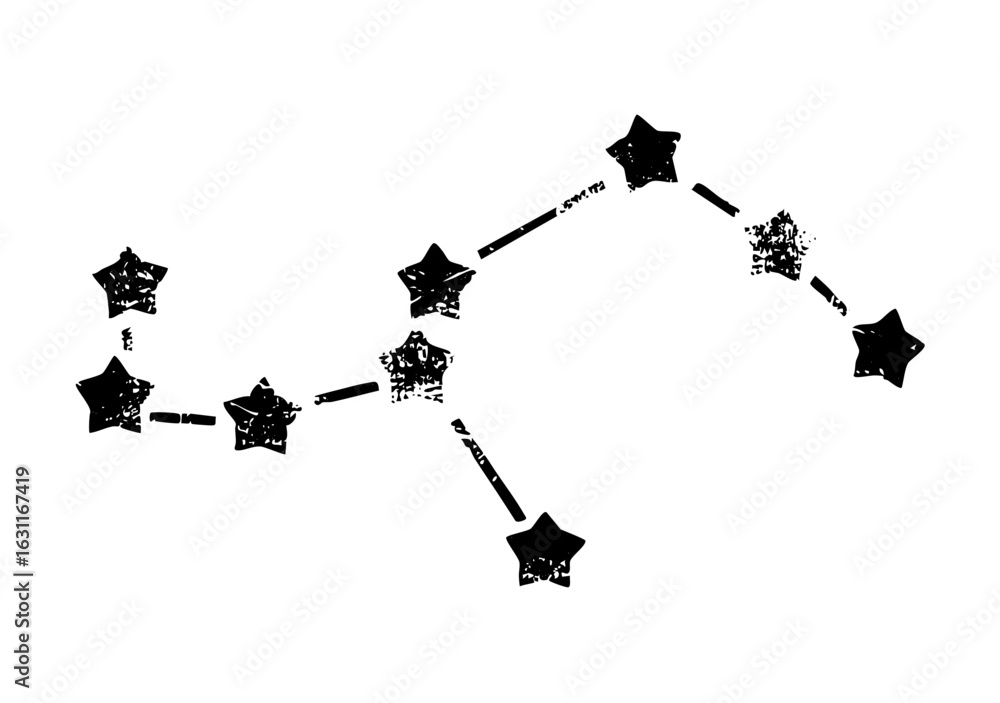 Poster vector connected stars form a constellation with dotted lines.
