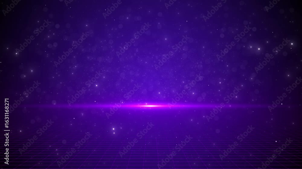Aufkleber purple retro grid glowing particle stars sparkling particles abstract 3d 4k futuristic digital data 