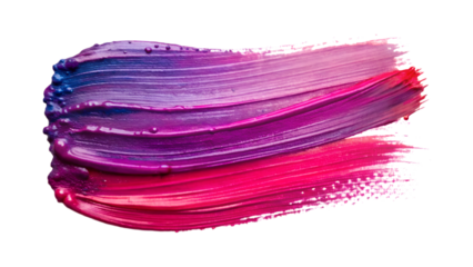 A vibrant brush stroke of multicolored paint isolated on transparent background, showcasing a blend of colors and textures for artistic design elements