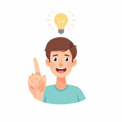 Creative Thinking Concept – Vector of a Person Pointing Up with Idea