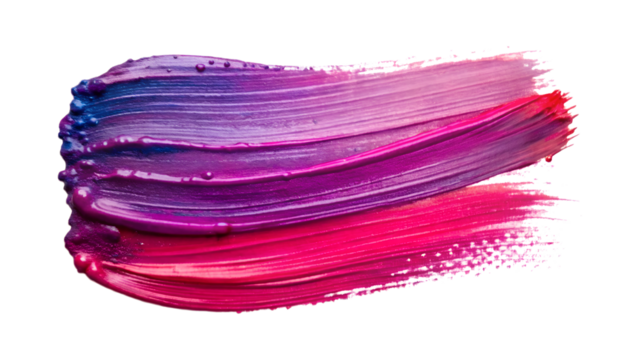A vibrant brush stroke of multicolored paint isolated on transparent background, showcasing a blend of colors and textures for artistic design elements