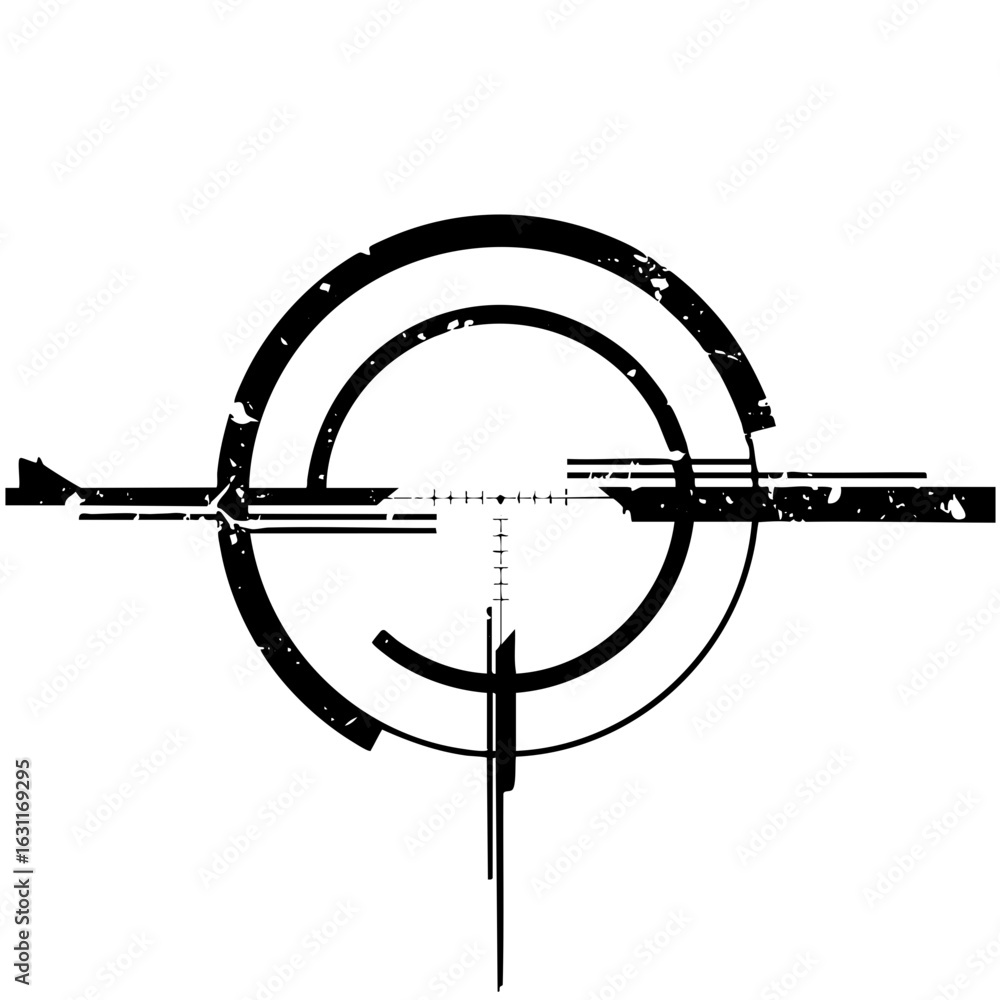 Poster vector abstract crosshair target with distressed circular .