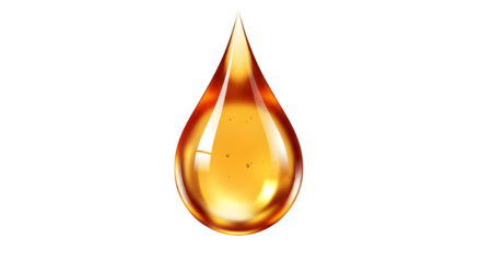 Viscous golden liquid drop with internal bubbles, glistening with light, perfect for representing essential oils, honey, or premium serums.