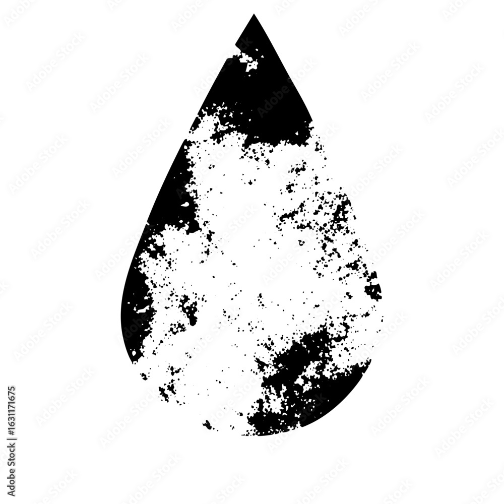 Poster vector abstract droplet with distressed texture.