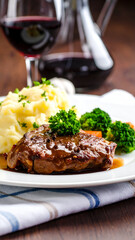 Juicy Steak with Mashed Potato Dinner.