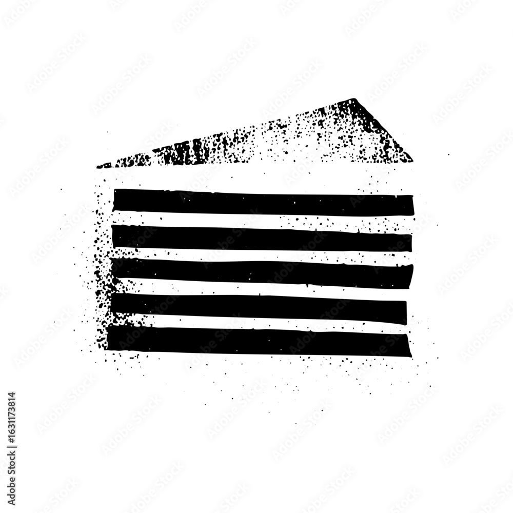 Poster vector minimalist cake slice with textured layers.