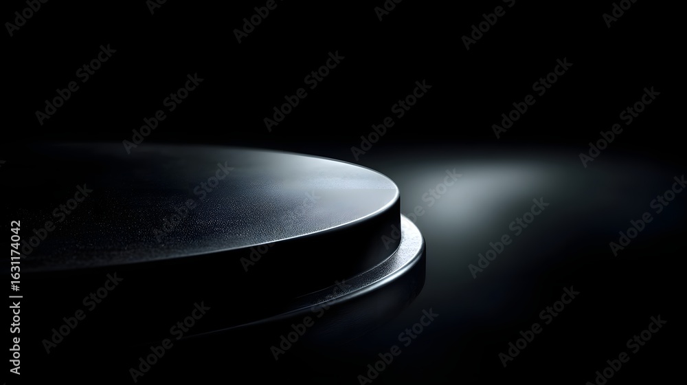 Aufkleber a minimalist black table with soft rim lighting long title a sleek black table with a smooth reflect