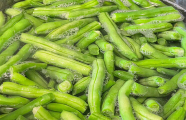 Large Pot of Fresh Cut Green Beans Being Boiled