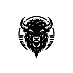 Obraz premium Majestic bison head with powerful horns isolated on white background