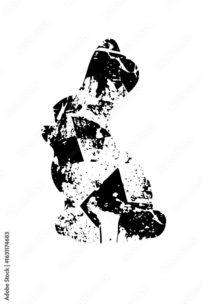 Poster vector abstract recycling symbol with distressed texture.