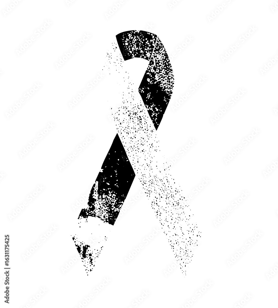 Poster vector abstract ribbon shape disintegrating into particles