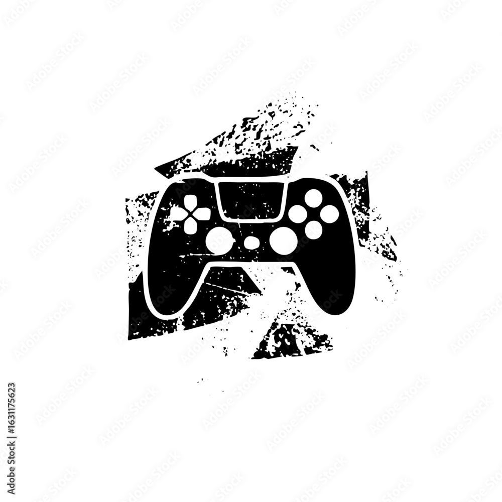 Poster vector distressed gamepad with fragmented .