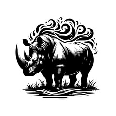 Fototapeta premium Rhinoceros with decorative patterns isolated on white background