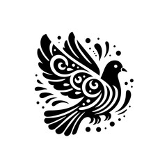 Fototapeta premium Illustration of a dove in flight isolated on white background