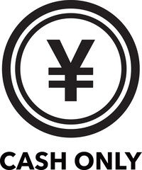 Obraz premium Minimalist Black and White Cash Only Pictogram - ミニマルな白黒の「支払い方法は現金のみ」ピクトグラム