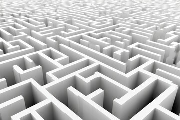 Complex white maze, intricate paths