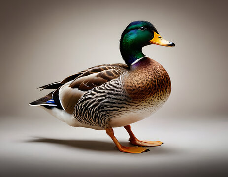 A full-body mallard duck with a white Background PNG. - Powered by Adobe