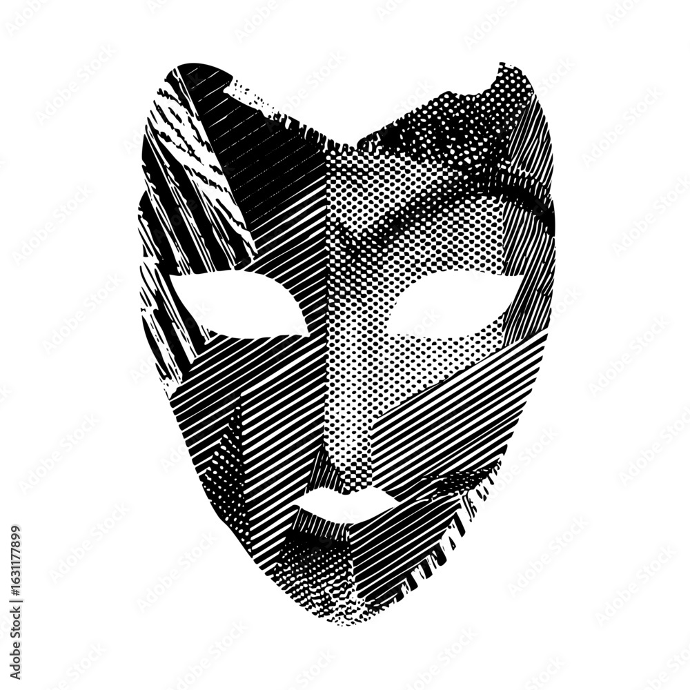 Poster vector abstract feline mask with varied linear .