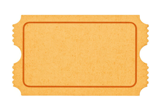 Classic orange vintage ticket with serrated edges and empty space for text, isolated on transparent background - Powered by Adobe