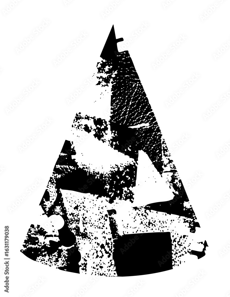 Poster vector abstract fir tree with distressed texture.