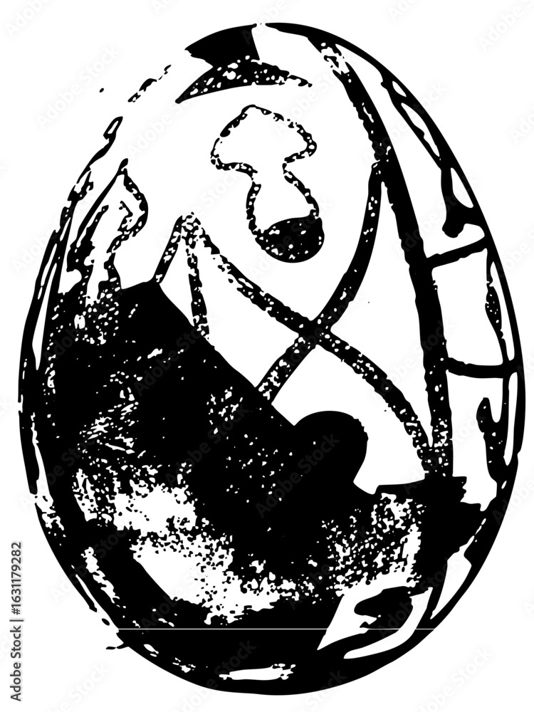 Poster vector abstract egg with dynamic geometric shapes.