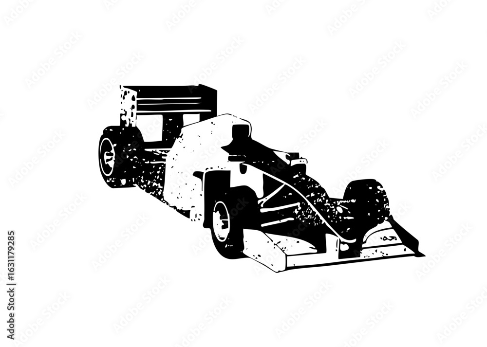 Poster vector dynamic racing car with bold vector shapes.