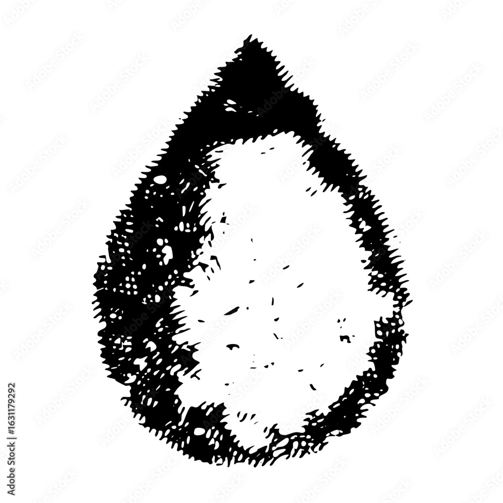 Poster vector abstract droplet shape with textured edges.