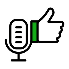 Positive Engagement Thumb Icon from Podcast Collection (Outline Color Lineal Style)