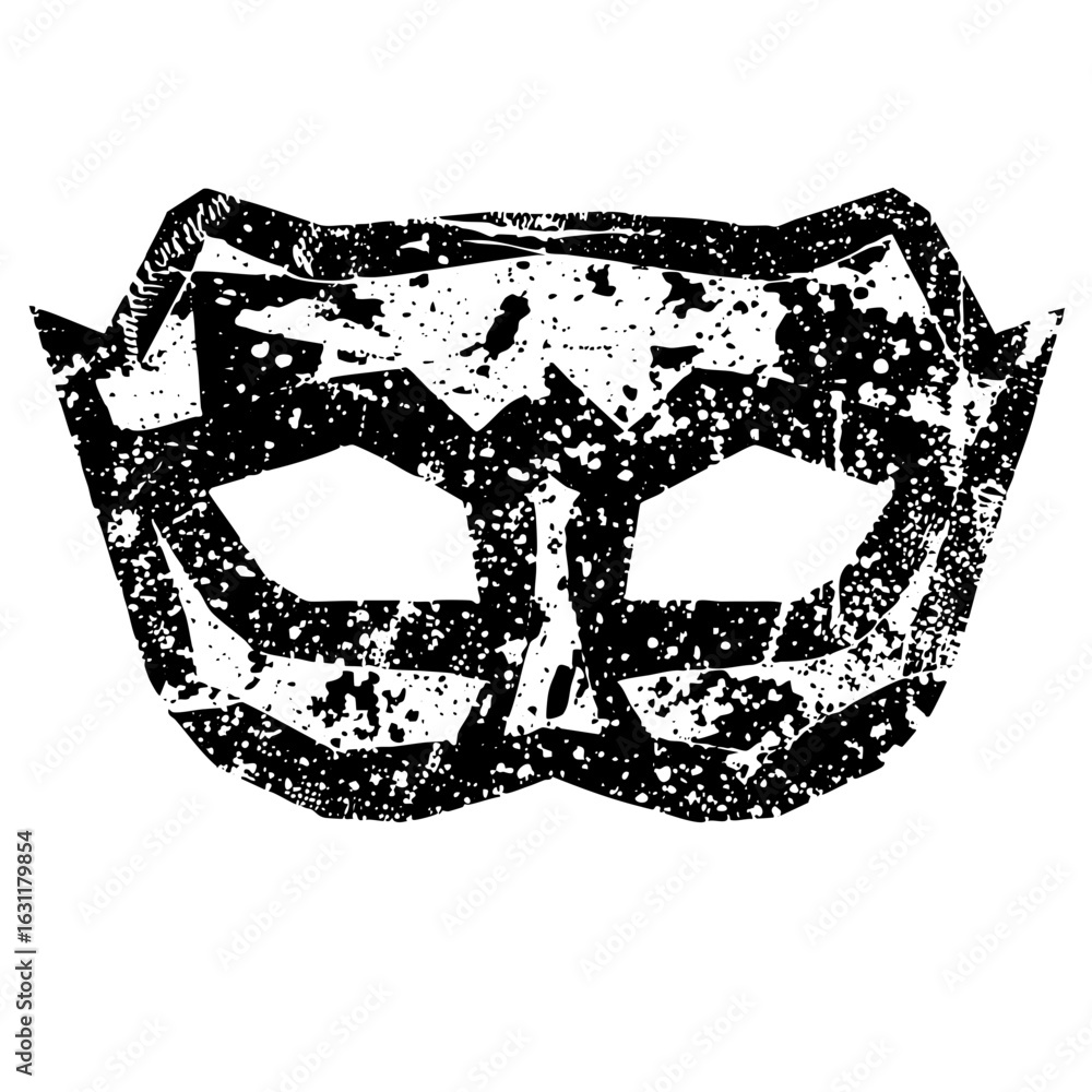 Poster vector distressed feline mask with sharp angles.