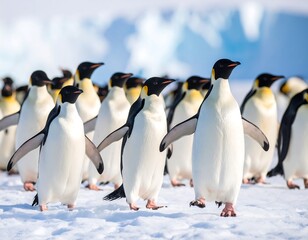 Fototapeta premium Penguins in a snowy landscape