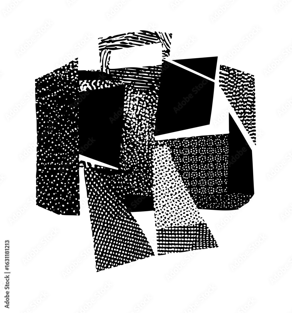 Poster vector abstract geometric shapes create a dynamic fragmented composition.