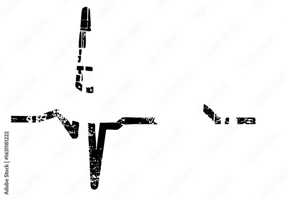 Poster vector abstract figure with outstretched arms and a head rendered in a distressed vector style.