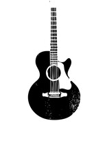Obraz premium Vector Minimalist black vector of an acoustic guitar.