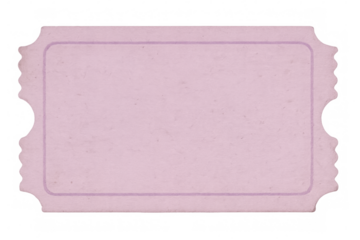 Pink blank ticket floating against transparent backdrop, providing clear area for graphic design and promotional messaging