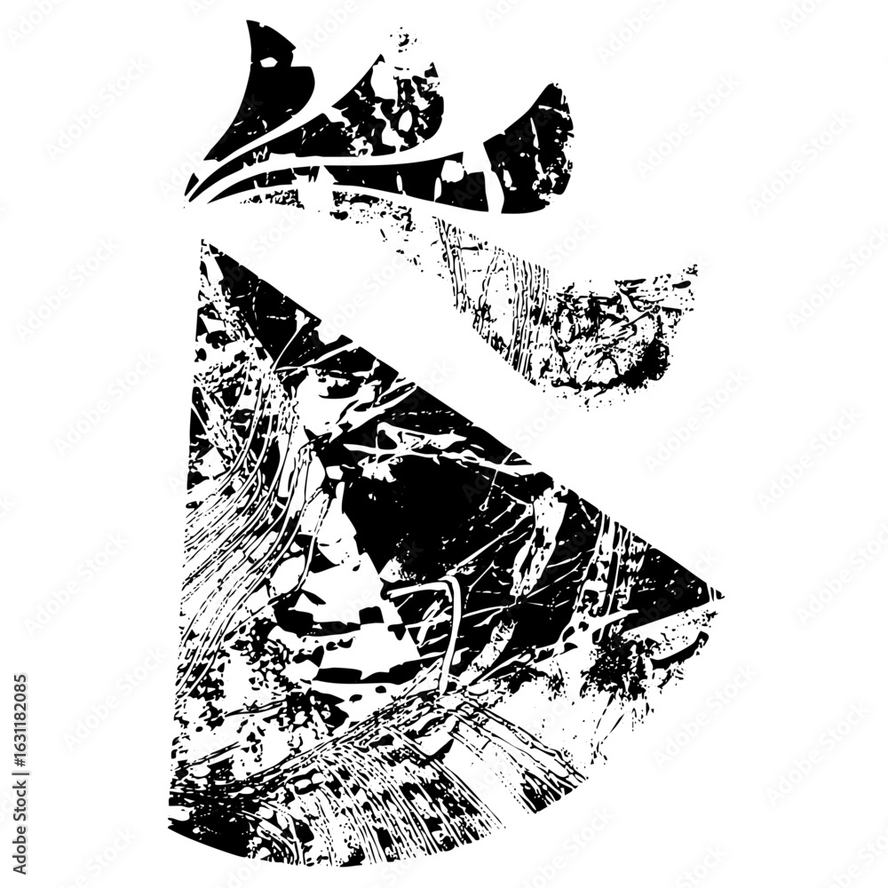 Poster vector abstract stag head with textured vector shapes.