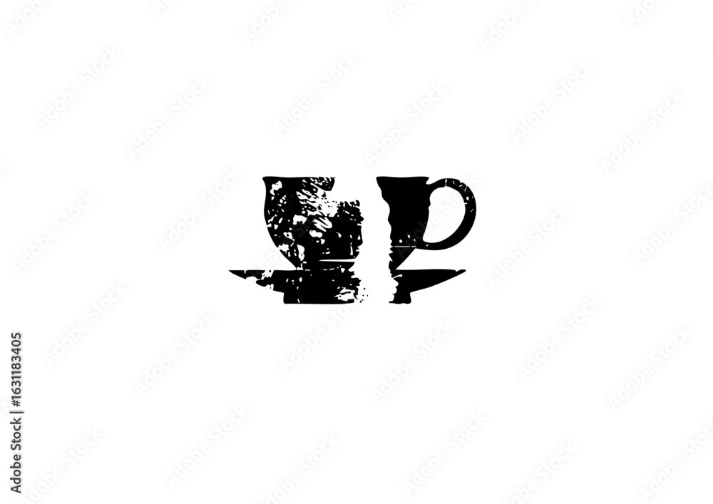 Poster vector abstract monogram with textured letters jp.
