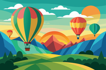 Fototapeta premium Hot Air Balloons Over Countryside