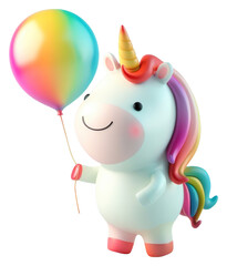 Fototapeta premium PNG Cute chubby unicorn balloon cartoon illustration.