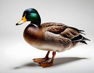 A full-body mallard duck with a white Background PNG.