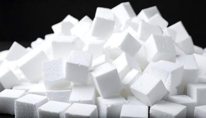 Pile of white sugar cubes