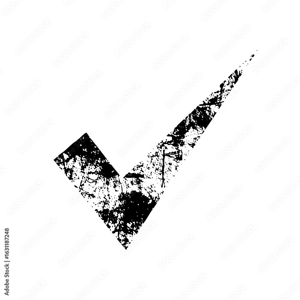 Poster vector distressed check mark represents completion and validation.