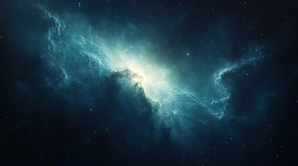 Obraz premium Abstract nebula with bright light and dark blue tones in a cosmic scene.