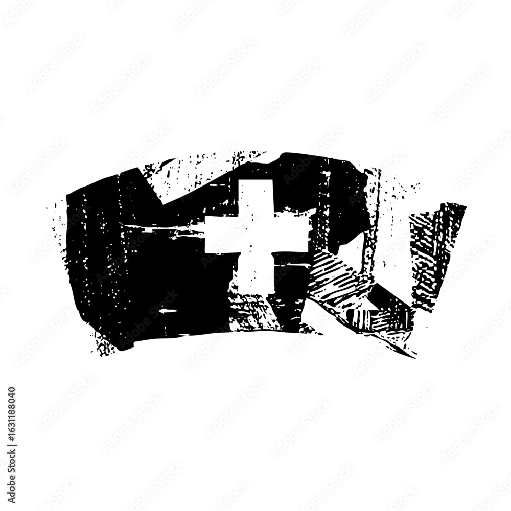 Aufkleber vector abstract cross emblem with distressed vector shapes.