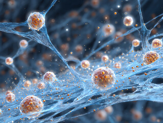 Abstract image of interconnected cells in a biological network.