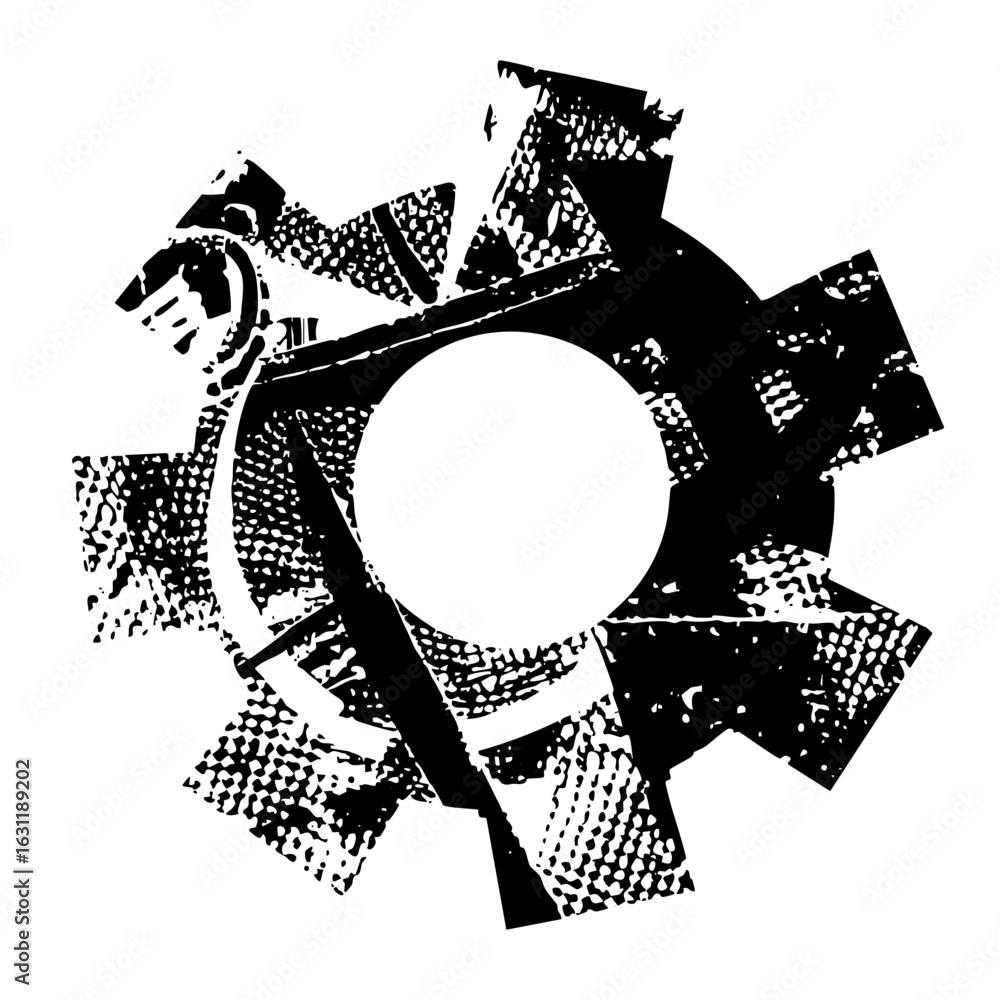 Poster vector abstract mechanical gear with a central void.