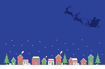 シンプルな線画のクリスマスの街並み